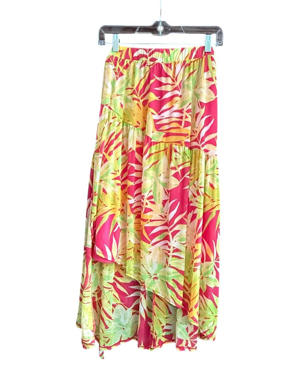 Harlow & Rose Bright Tropical Palm Floral Tiered Maxi Skirt